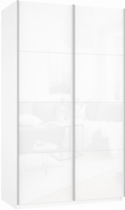 Шкаф-купе Прайм (Белое стекло/Белое стекло) 1200x570x2300, белый снег в Нижнем Новгороде - изображение