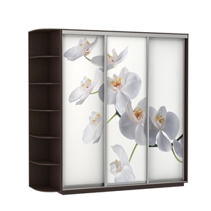 Шкаф трехдверный Экспресс со стеллажом, 2100х600х2400, Орхидея белая/венге в Нижнем Новгороде