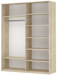 Шкаф двухдверный Прайм (Белое стекло/Белое стекло) 1400x570x2300, Крафт табачный в Нижнем Новгороде - изображение 1