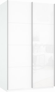 Шкаф 2-створчатый Прайм (ДСП/Белое стекло) 1200x570x2300, белый снег в Нижнем Новгороде - предосмотр