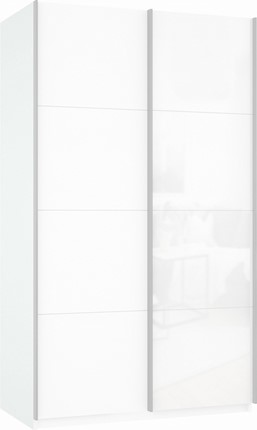 Шкаф 2-створчатый Прайм (ДСП/Белое стекло) 1200x570x2300, белый снег в Нижнем Новгороде - изображение