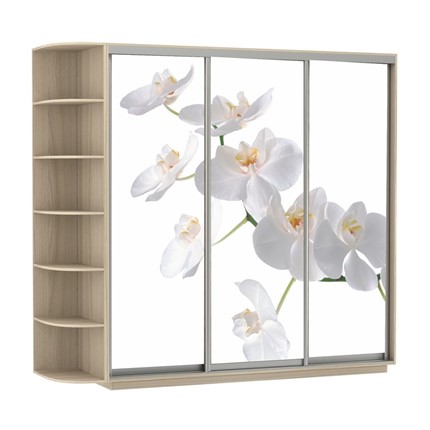 Шкаф Экспресс со стеллажом, 2100х600х2200, Орхидея белая/шимо светлый в Нижнем Новгороде - изображение