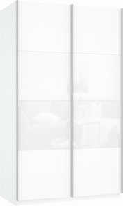 Шкаф Прайм (ДСП/Белое стекло) 1400x570x2300, белый снег в Нижнем Новгороде - предосмотр 2