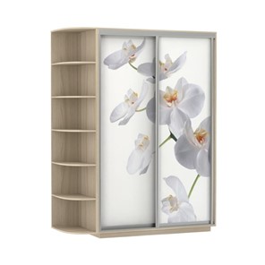 Шкаф Экспресс 1500x600x2200, со стеллажом, Орхидея белая/шимо светлый в Нижнем Новгороде - предосмотр