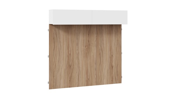Навесной шкаф с декоративными панелями Порто (366) СМ-393.21.023-24 (Белый жемчуг/Яблоня беллуно/Белый софт) в Нижнем Новгороде - изображение