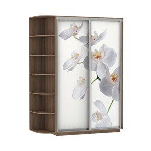 Шкаф 2-створчатый Экспресс 1500x600x2200, со стеллажом, Орхидея белая/шимо темный в Нижнем Новгороде - предосмотр