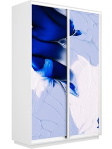 Шкаф двухдверный Экспресс 1200x450x2400, Абстракция бело-голубая/белый снег в Нижнем Новгороде - предосмотр