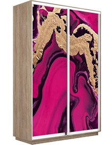 Шкаф 2-х дверный Экспресс 1200x600x2200, Абстракция розовая/дуб сонома в Нижнем Новгороде - предосмотр