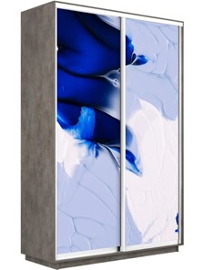 Шкаф 2-х дверный Экспресс 1400x450x2200, Абстракция бело-голубая/бетон в Нижнем Новгороде