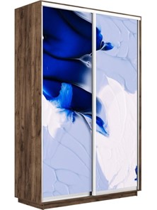 Шкаф Экспресс 1400x450x2400, Абстракция бело-голубая/дуб табачный в Нижнем Новгороде - предосмотр