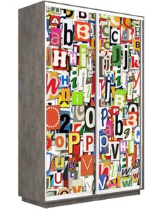 Шкаф 2-створчатый Экспресс 1400x600x2200, Буквы/бетон в Нижнем Новгороде