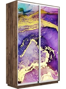 Шкаф Экспресс 1400x600x2400, Абстракция фиолетово-золотая/дуб табачный в Нижнем Новгороде