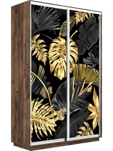 Шкаф 2-х дверный Экспресс 1400x600x2400, Листья золото/дуб табачный в Нижнем Новгороде