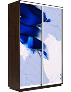 Шкаф двухдверный Экспресс 1600x450x2200, Абстракция бело-голубая/венге в Нижнем Новгороде - предосмотр