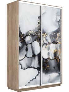 Шкаф 2-х дверный Экспресс 1600x450x2400, Абстракция серая/дуб сонома в Нижнем Новгороде