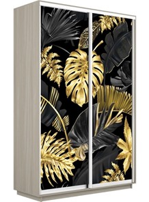 Шкаф 2-х дверный Экспресс 1600x450x2400, Листья золото/шимо светлый в Нижнем Новгороде - предосмотр