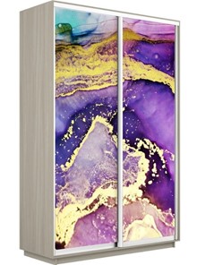 Шкаф 2-х створчатый Экспресс 1600x600x2200, Абстракция фиолетово-золотая/шимо светлый в Нижнем Новгороде - предосмотр