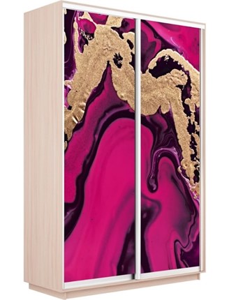 Шкаф Экспресс 1600x600x2200, Абстракция розовая/дуб молочный в Нижнем Новгороде - изображение