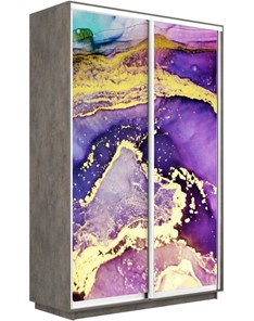 Шкаф 2-створчатый Экспресс 1600x600x2400, Абстракция фиолетово-золотая/бетон в Нижнем Новгороде - предосмотр