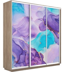 Шкаф 3-дверный Экспресс 1800х450х2200, Абстракция фиолетовая/дуб сонома в Нижнем Новгороде