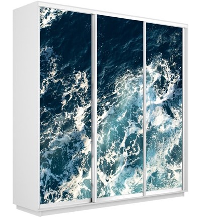 Шкаф 3-дверный Экспресс 1800х450х2200, Морские волны/белый снег в Нижнем Новгороде - изображение
