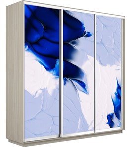 Шкаф 3-створчатый Экспресс 1800х450х2400, Абстракция бело-голубая/шимо светлый в Нижнем Новгороде - предосмотр