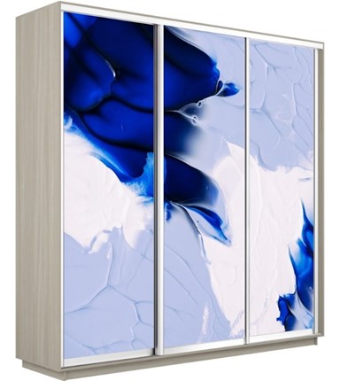 Шкаф 3-створчатый Экспресс 1800х450х2400, Абстракция бело-голубая/шимо светлый в Нижнем Новгороде - изображение