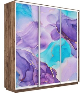 Шкаф 3-дверный Экспресс 1800х450х2400, Абстракция фиолетовая/дуб табачный в Нижнем Новгороде