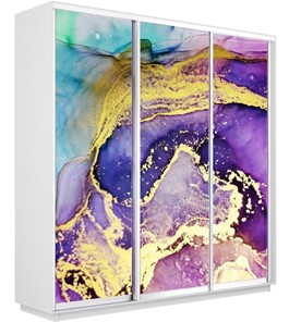 Шкаф 3-створчатый Экспресс 1800х450х2400, Абстракция фиолетово-золотая/белый снег в Нижнем Новгороде - предосмотр