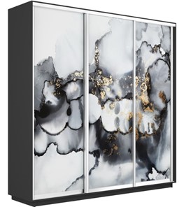 Шкаф 3-дверный Экспресс 1800х450х2400, Абстракция серая/серый диамант в Нижнем Новгороде