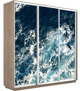 Шкаф 3-створчатый Экспресс 1800х450х2400, Морские волны/дуб сонома в Нижнем Новгороде