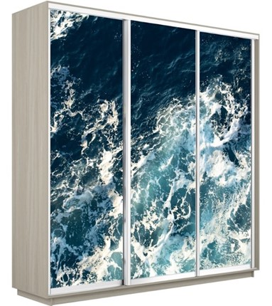 Шкаф 3-х дверный Экспресс 1800х450х2400, Морские волны/шимо светлый в Нижнем Новгороде - изображение