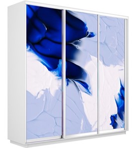 Шкаф 3-створчатый Экспресс 1800х600х2400, Абстракция бело-голубая/белый снег в Нижнем Новгороде