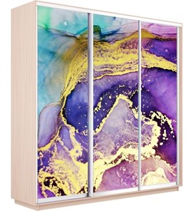 Шкаф Экспресс 1800х600х2400, Абстракция фиолетово-золотая/дуб молочный в Нижнем Новгороде