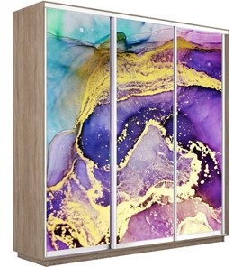 Шкаф 3-х дверный Экспресс 1800х600х2400, Абстракция фиолетово-золотая/дуб сонома в Нижнем Новгороде - предосмотр