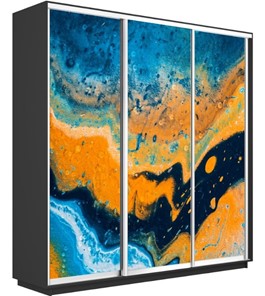 Шкаф 3-створчатый Экспресс 2100х450х2200, Абстракция оранжево-голубая/серый диамант в Нижнем Новгороде