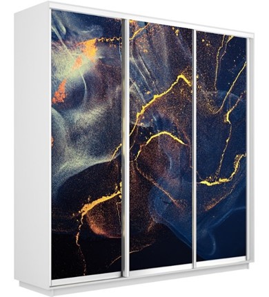 Шкаф 3-дверный Экспресс 2100х450х2200, Абстракция золотая пыль/белый снег в Нижнем Новгороде - изображение