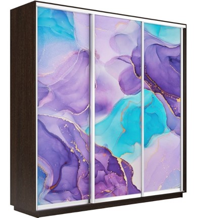 Шкаф 3-створчатый Экспресс 2100х450х2400, Абстракция фиолетовая/венге в Нижнем Новгороде - изображение