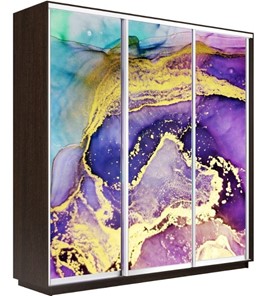 Шкаф 3-створчатый Экспресс 2100х450х2400, Абстракция фиолетово-золотая/венге в Нижнем Новгороде