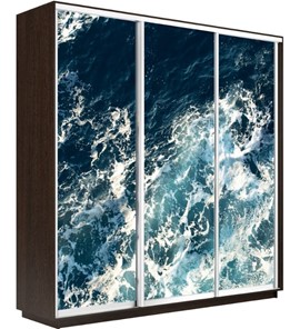 Шкаф 3-дверный Экспресс 2100х600х2200, Морские волны/венге в Нижнем Новгороде