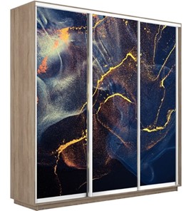 Шкаф 3-х дверный Экспресс 2400х450х2200, Абстракция золотая пыль/дуб сонома в Нижнем Новгороде