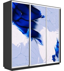 Шкаф 3-дверный Экспресс 2400х600х2200, Абстракция бело-голубая/серый диамант в Нижнем Новгороде - предосмотр