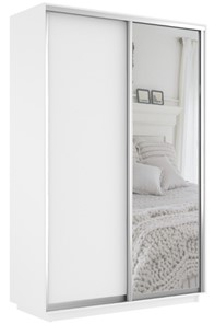 Шкаф 2-дверный Экспресс (ДСП/Зеркало) 1200х450х2400, белый снег в Нижнем Новгороде