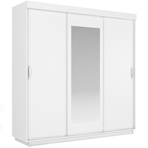 Шкаф 3-дверный Лайт (2 ДСП/Зеркало) 1800х595х2120, Белый Снег в Нижнем Новгороде - предосмотр