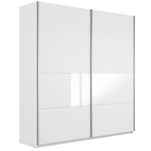 Шкаф 2-дверный Широкий Прайм (ДСП / Белое стекло) 2200x570x2300, Белый снег в Нижнем Новгороде - предосмотр