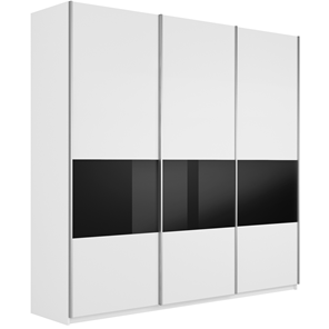 Шкаф трехдверный Широкий Прайм (ДСП / Черное стекло) 2400x570x2300, Белый снег в Нижнем Новгороде