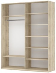 Шкаф 2-дверный Прайм (Зеркало/Белое стекло) 1400x570x2300, венге в Нижнем Новгороде - предосмотр 1
