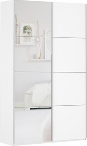 Шкаф 2-дверный Прайм (ДСП/Зеркало) 1200x570x2300, белый снег в Нижнем Новгороде - предосмотр