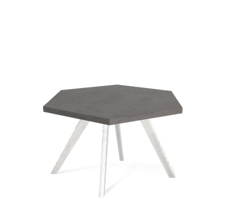 Круглый столик SHT-S39 / SHT-ТT20 70 ЛДСП (бетон чикаго темно-серый/белый/патина серебро) в Нижнем Новгороде - изображение