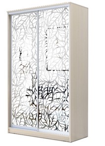 Шкаф 2-х дверный 2200х1200х420 два зеркала, "Листья" ХИТ 22-4-12-66-17 Дуб молочный в Нижнем Новгороде - предосмотр